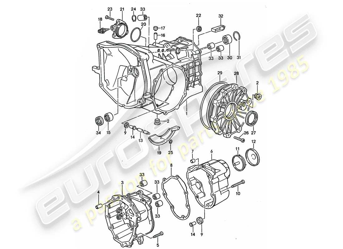 porsche 1993 (968) manual gearbox - replacement transmission - transmission case part diagram