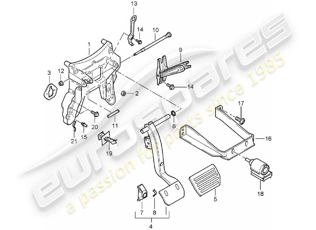 porsche 2006 (cayenne e1 9pa) brake and accel. lever mech. tiptronic part diagram