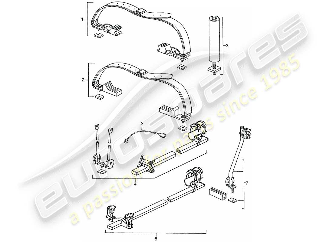porsche 1990 (944) roof transport system part diagram