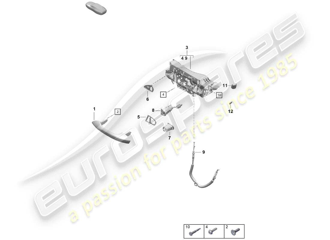 porsche 2019 (718 boxster spyder) door handle, exterior part diagram