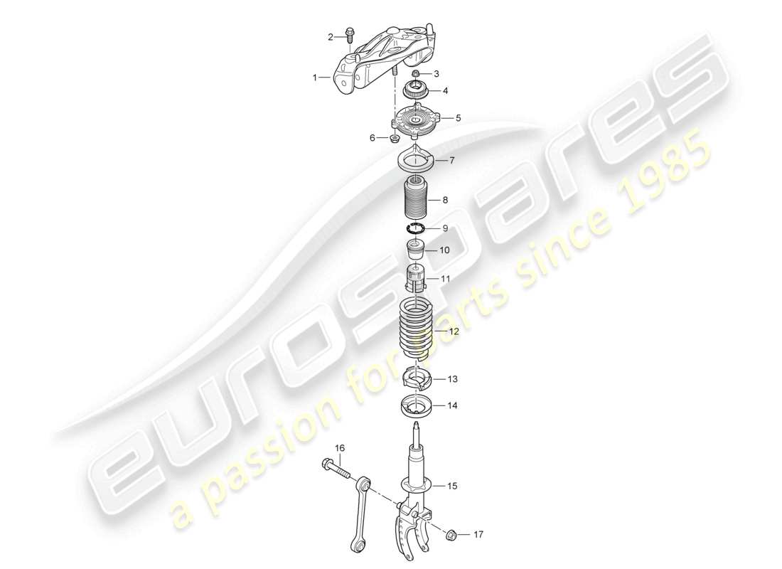 porsche 2009 (cayenne e1 9pa) suspension suspension strut, complete bracket parts diagram