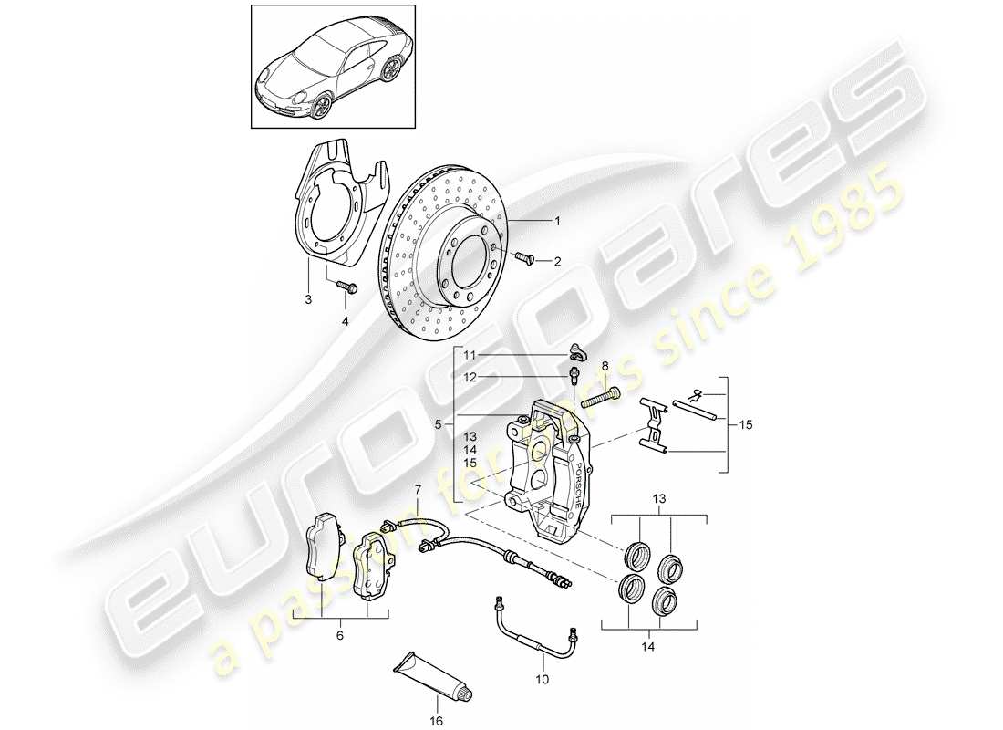 porsche 2012 (997-2) disc brakes parts diagram