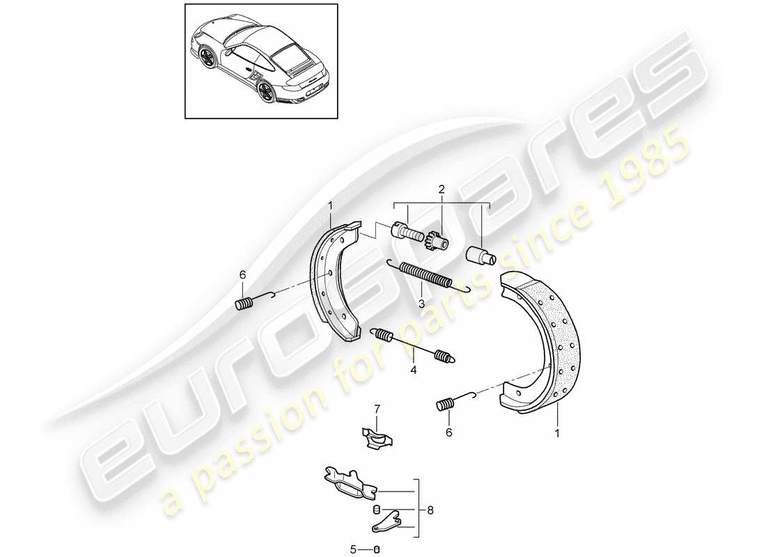 porsche 2012 (997-2 turbo / gt2 rs) handbrake parts diagram