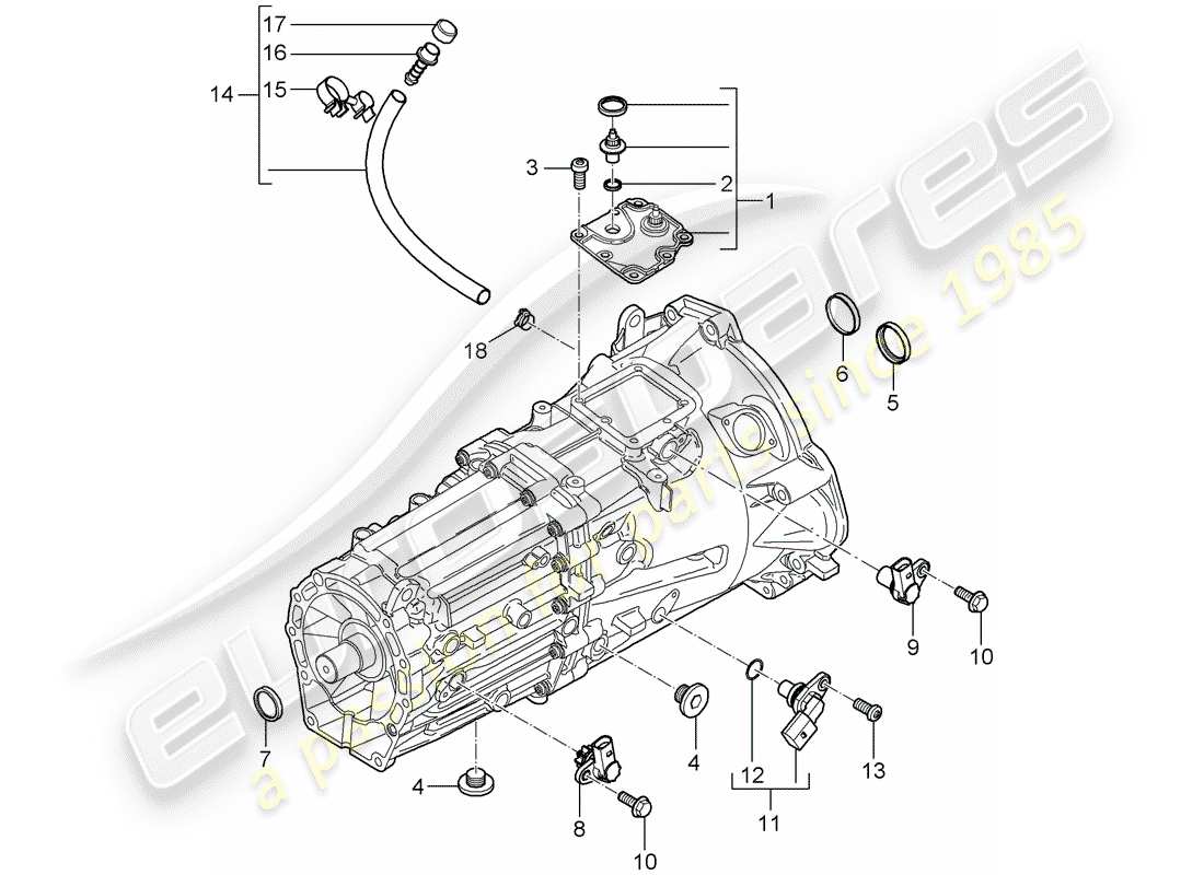 porsche 2007 (cayenne e1 9pa) manual gearbox individual parts part diagram