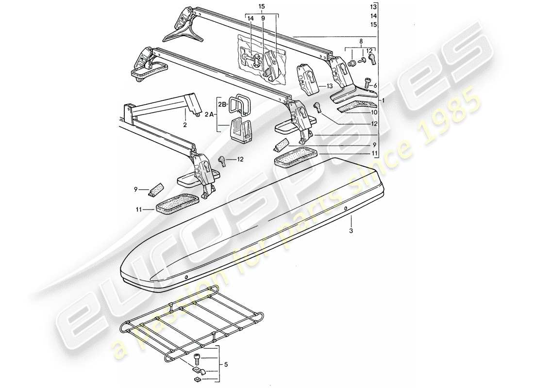 porsche 1987 (944) roof transport system parts diagram