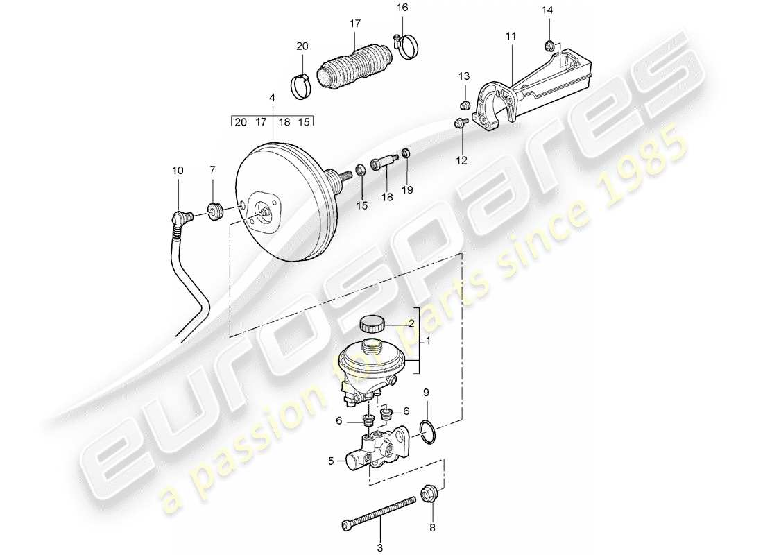 porsche 997 (2007) brake master cylinder parts diagram