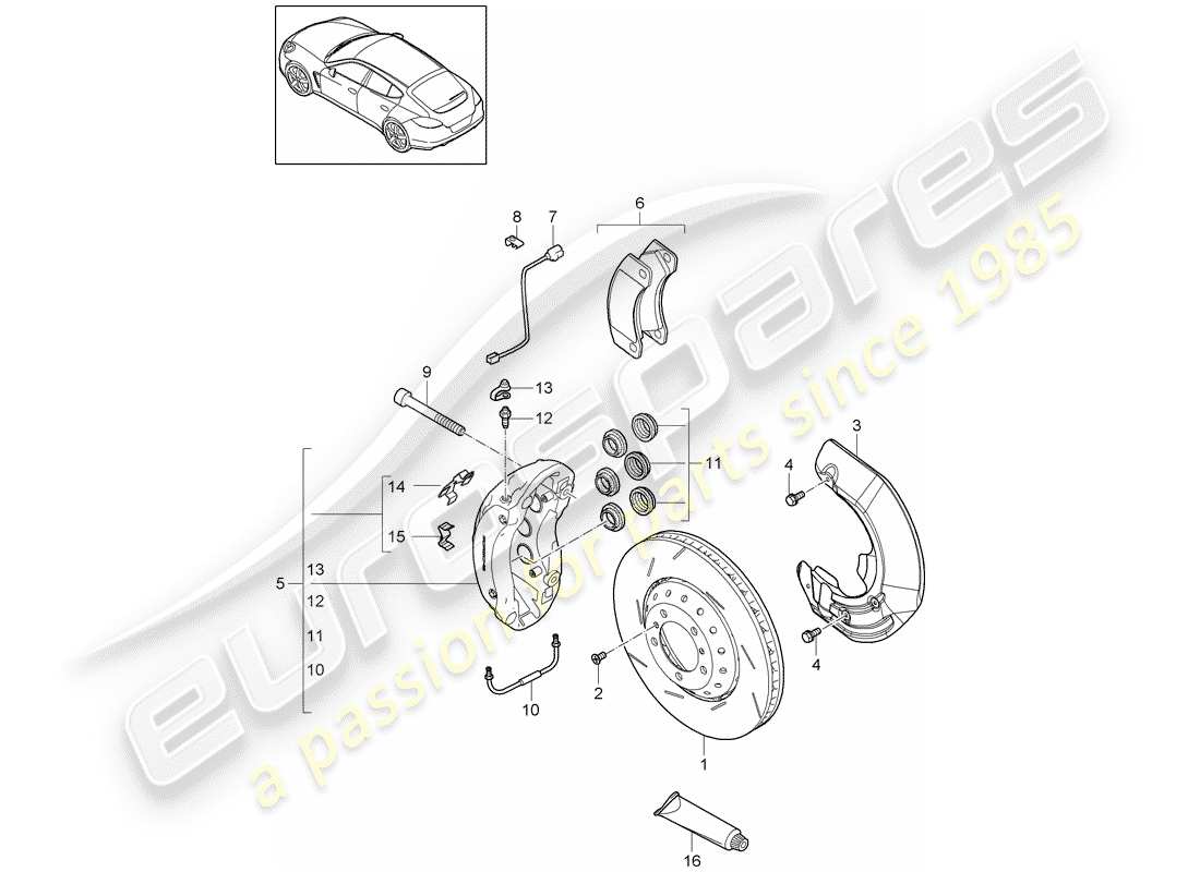porsche 2016 (panamera 970) disc brake front axle d >>- mj 2013 parts diagram