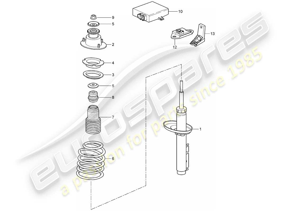porsche 2007 (987 cayman) shock absorbers coil spring part diagram