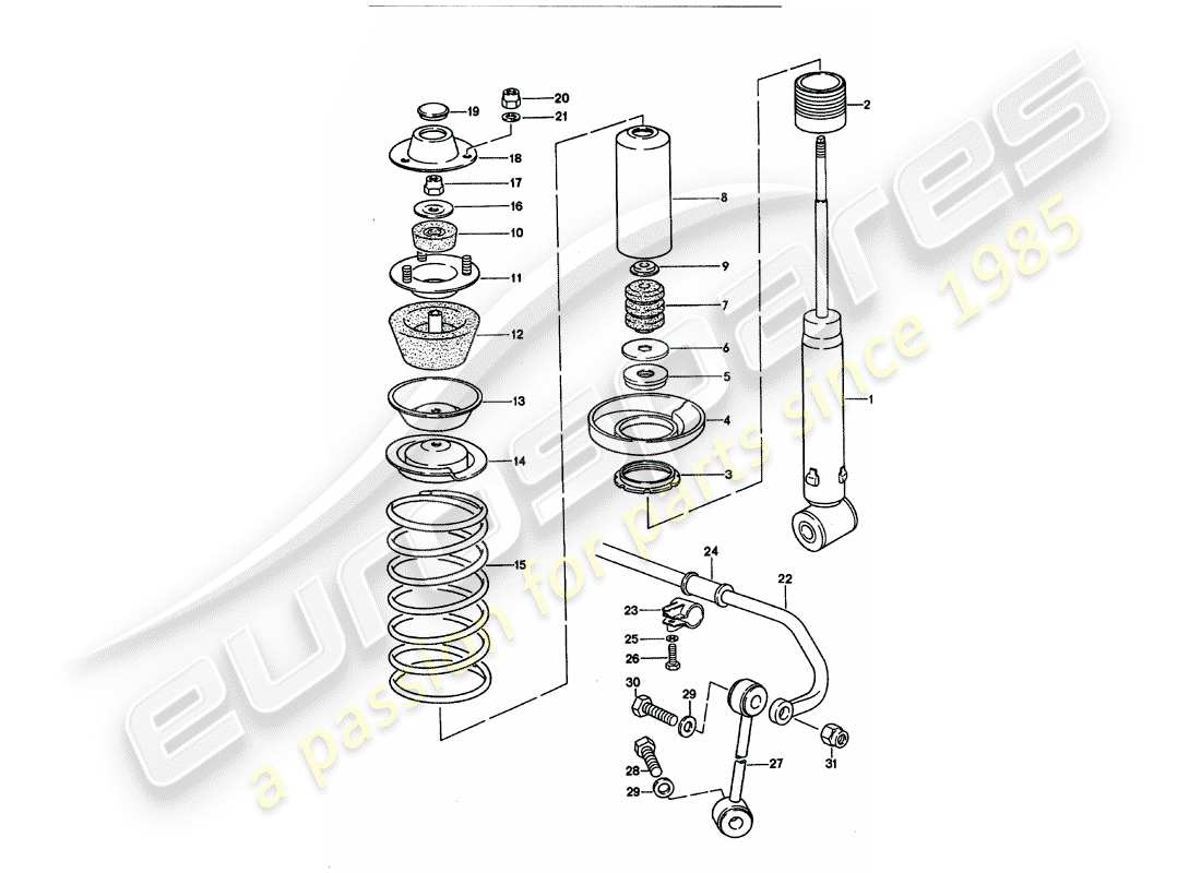 porsche 1995 (928) suspension - stabilizer parts diagram