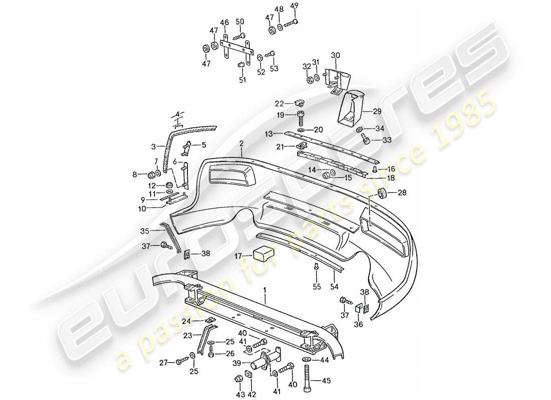 porsche 1988 (928) bumper parts diagram