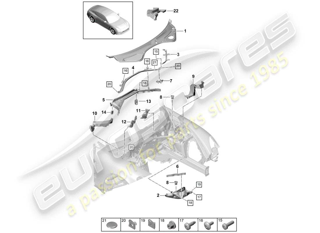 porsche 2020 (panamera 971-1) water box part diagram