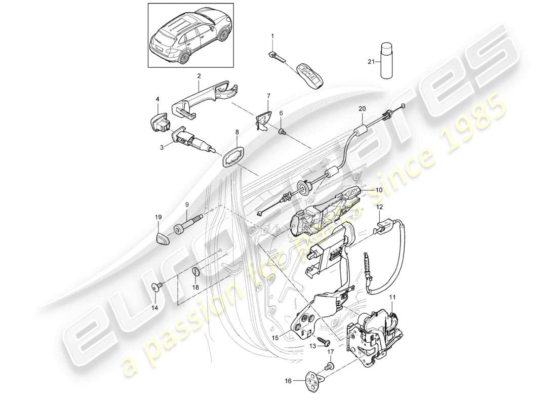 porsche 2011 (cayenne e2 92a) door handles front door lock d >>- mj 2014 part diagram