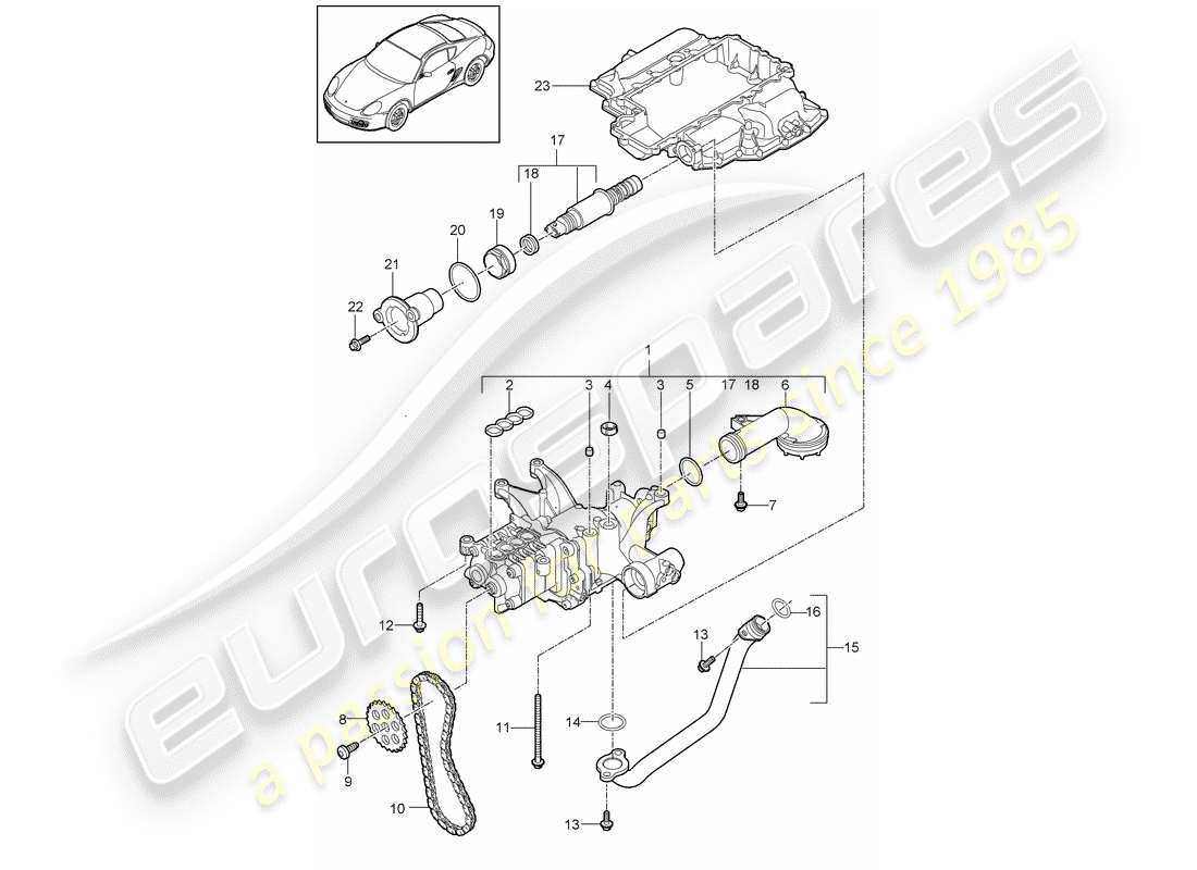 porsche 2009 (987 cayman) oil pump part diagram