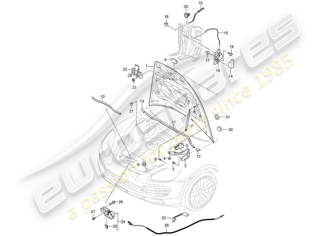 porsche 2012 (cayenne e2 92a) cover front part diagram