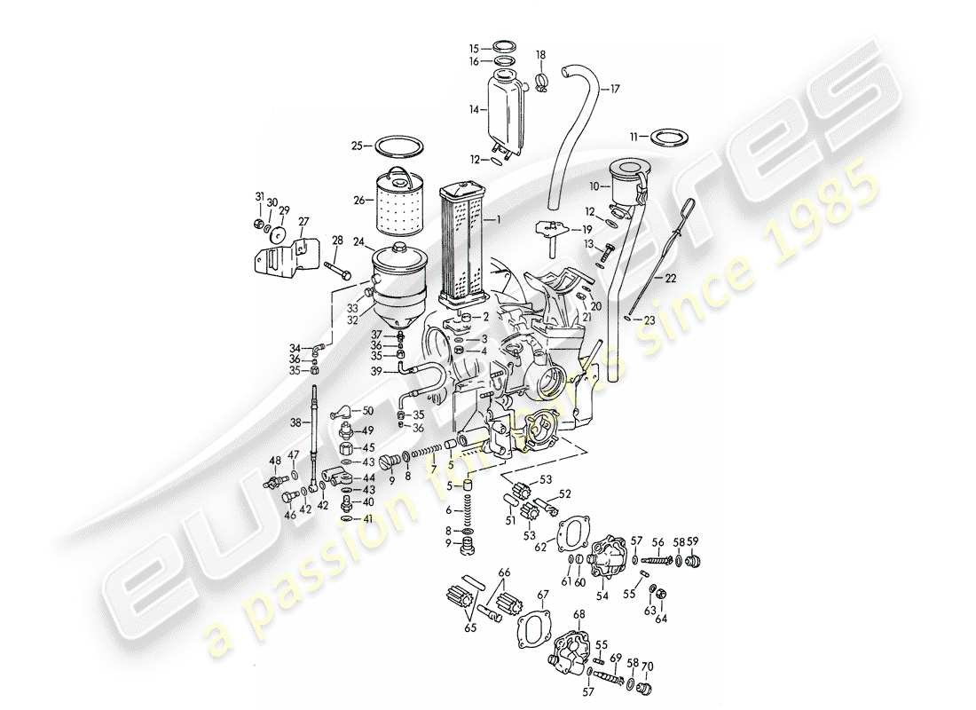 porsche 356b/356c (1963) engine lubrication parts diagram