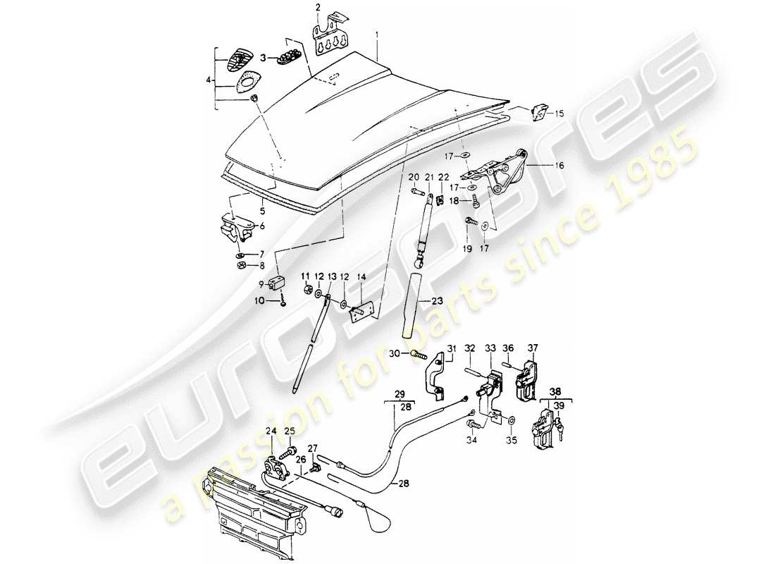 porsche 1990 (964) cover parts diagram
