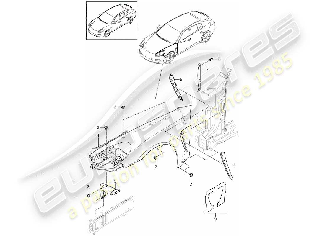 porsche 2014 (panamera 970) wing part diagram