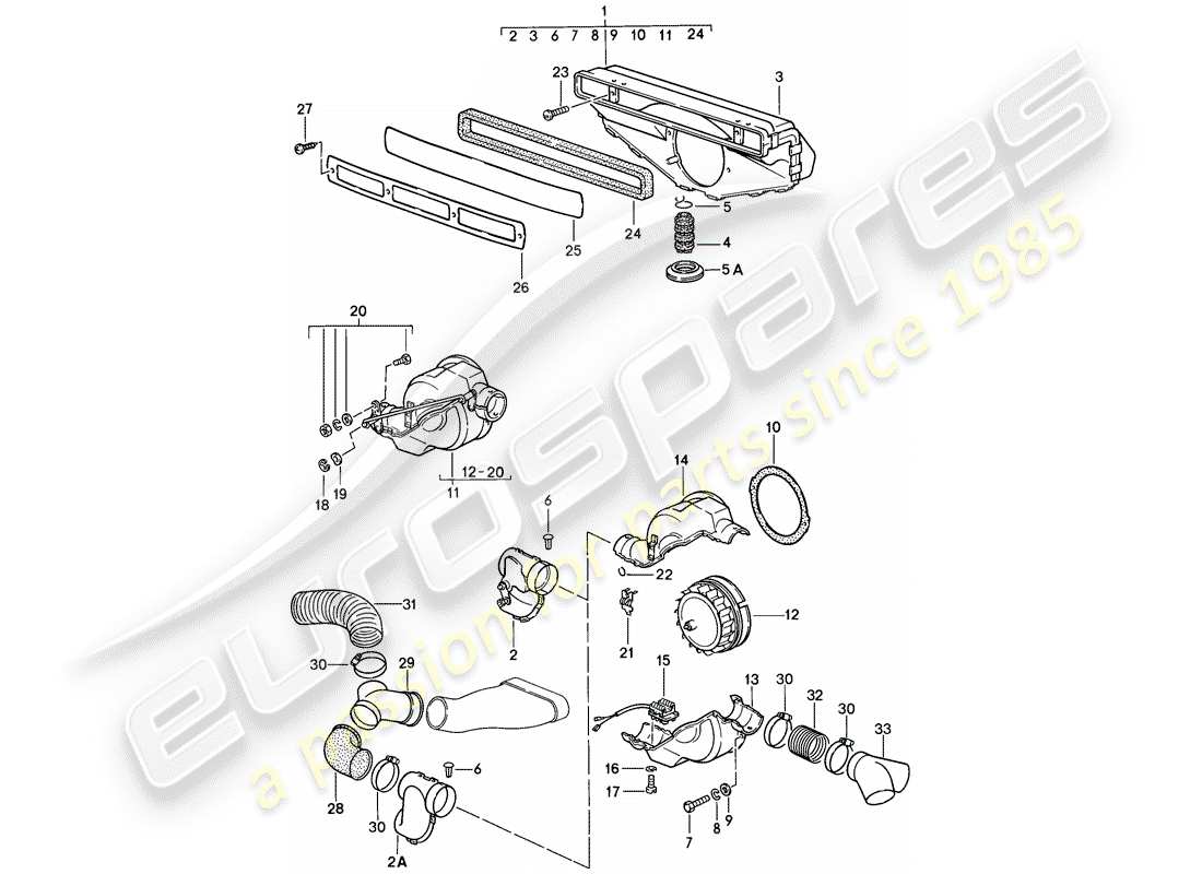 porsche 1985 (911) ventilation - heating system 1 part diagram