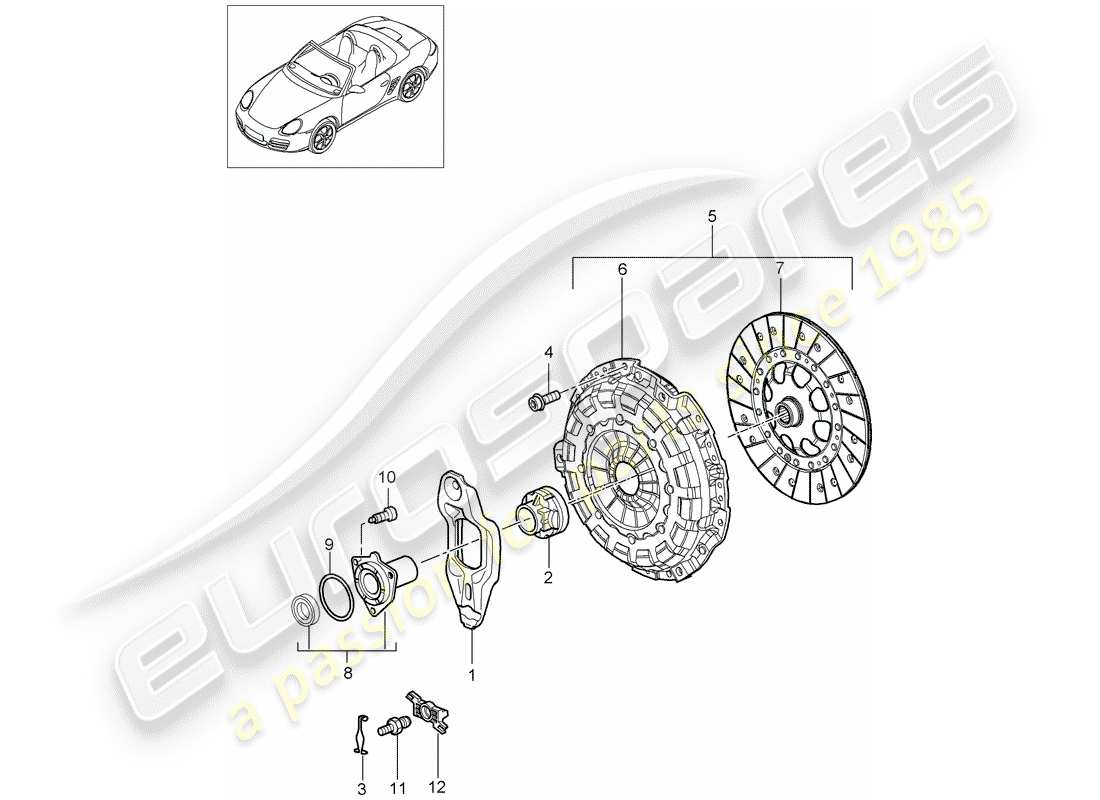 porsche 2007 (987 boxster) coupling for 5-speed manual transmission parts diagram