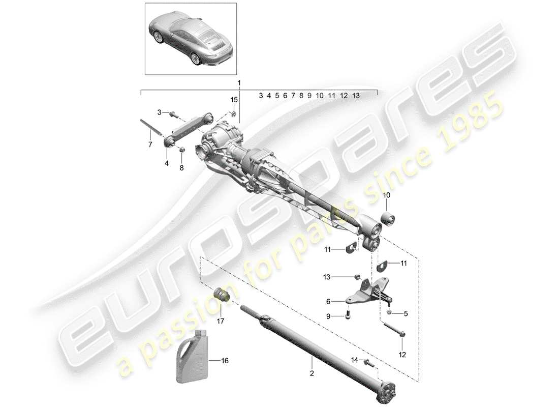 porsche 991 gen. 2 (2020) front axle differential parts diagram