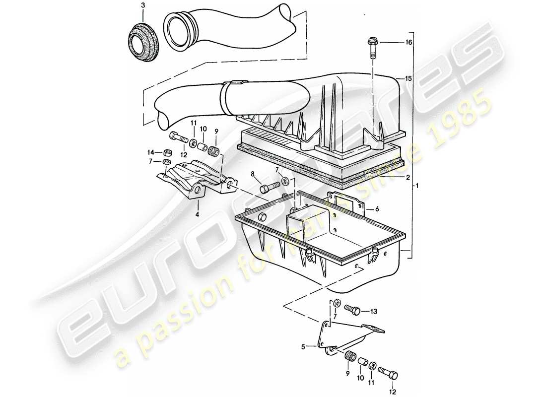 porsche 1982 (944) air cleaner system parts diagram