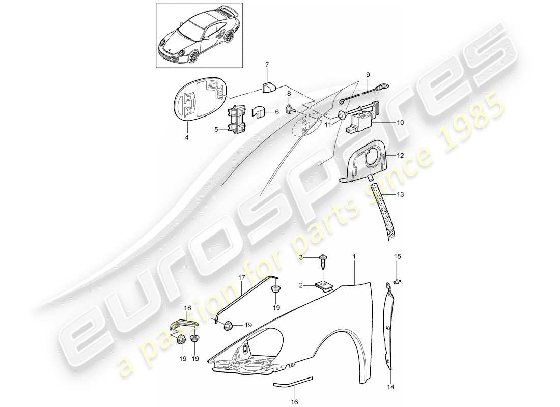 porsche 2013 (997-2 turbo / gt2 rs) fender parts diagram
