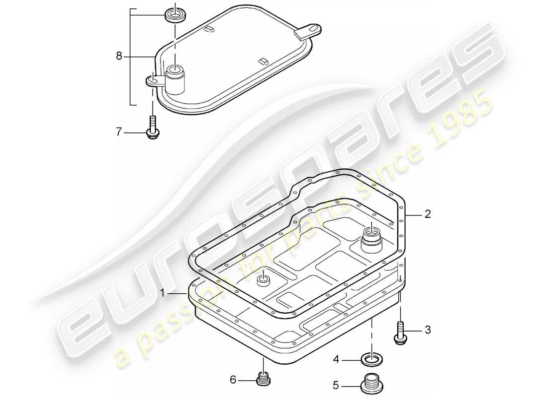 porsche 2000 (986 boxster) tiptronic oil filter oil sump parts diagram