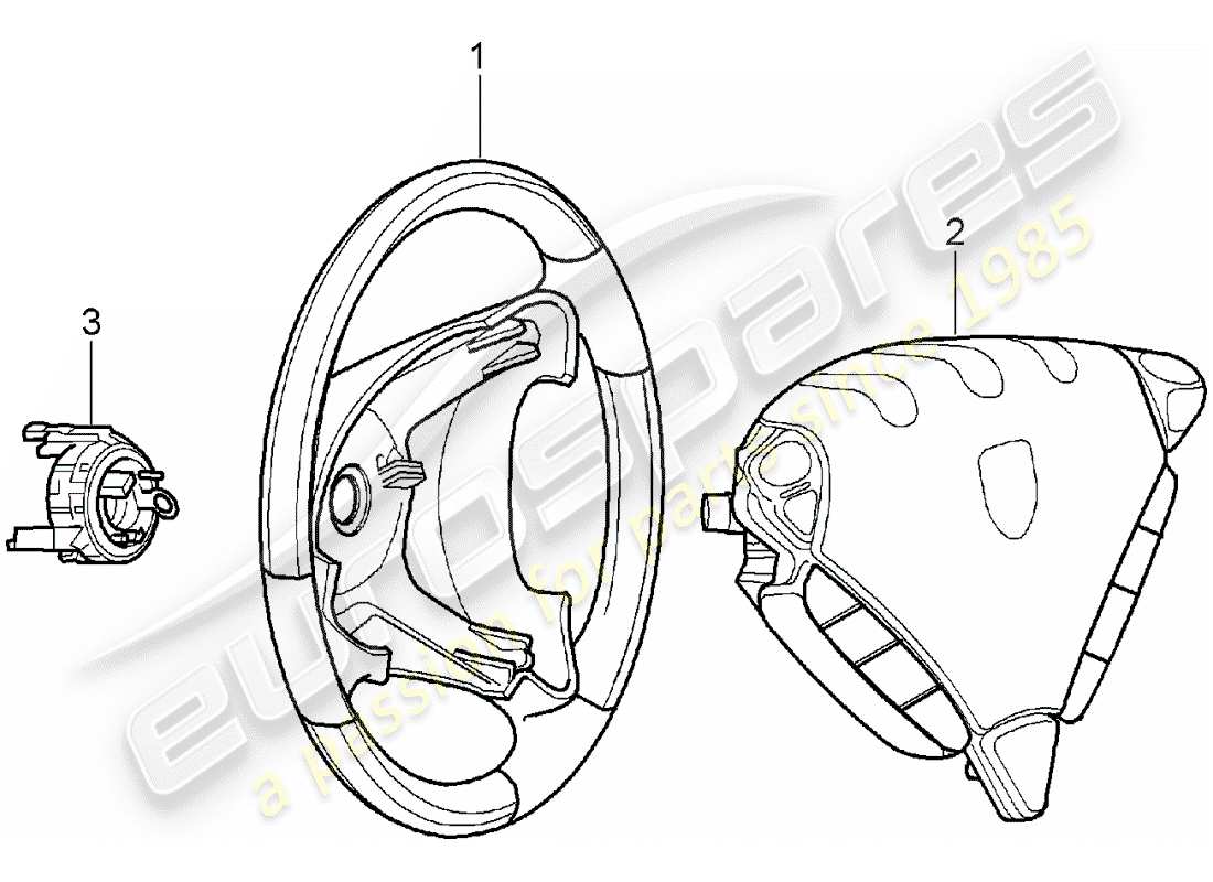 porsche 2007 (tequipment cayenne) steering wheel parts diagram