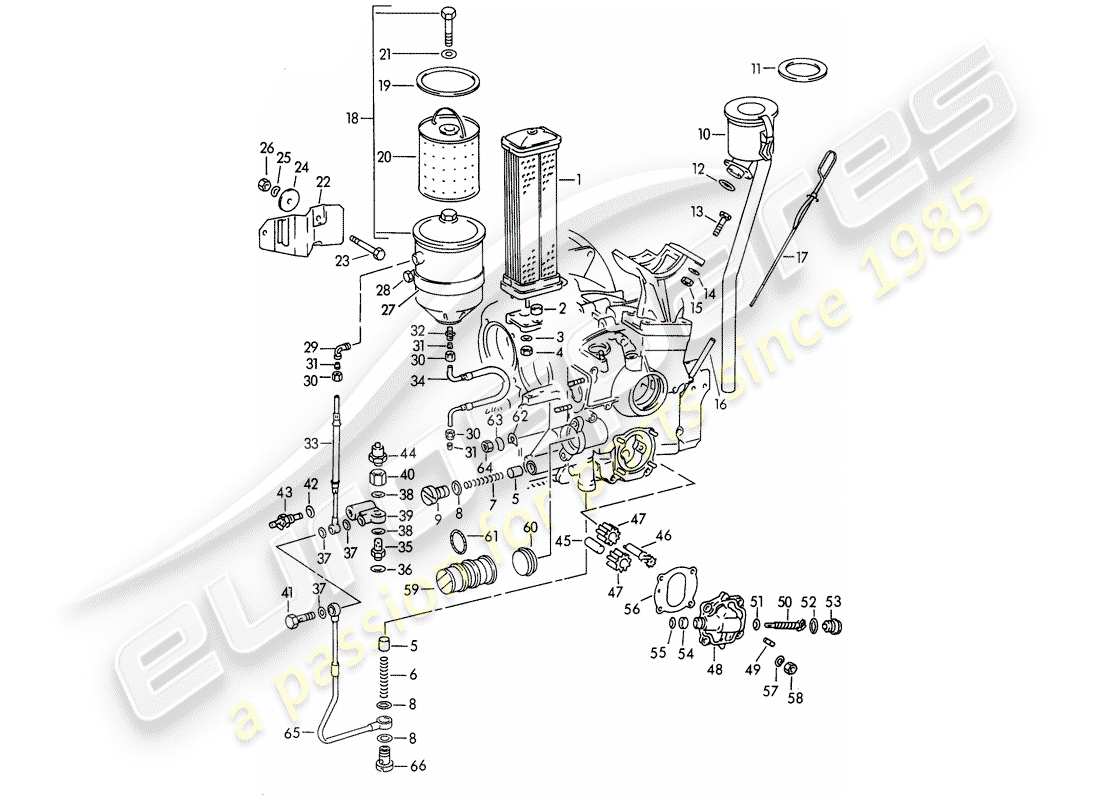 porsche 1954 (356/356a) engine lubrication - m 67 001 >> - m 81 201 >> part diagram