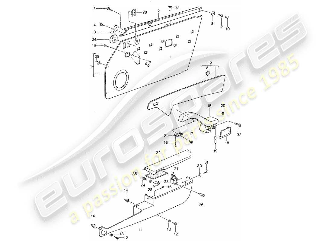 porsche 1994 (993) interior equipment - doors - d >> - mj 1996 parts diagram