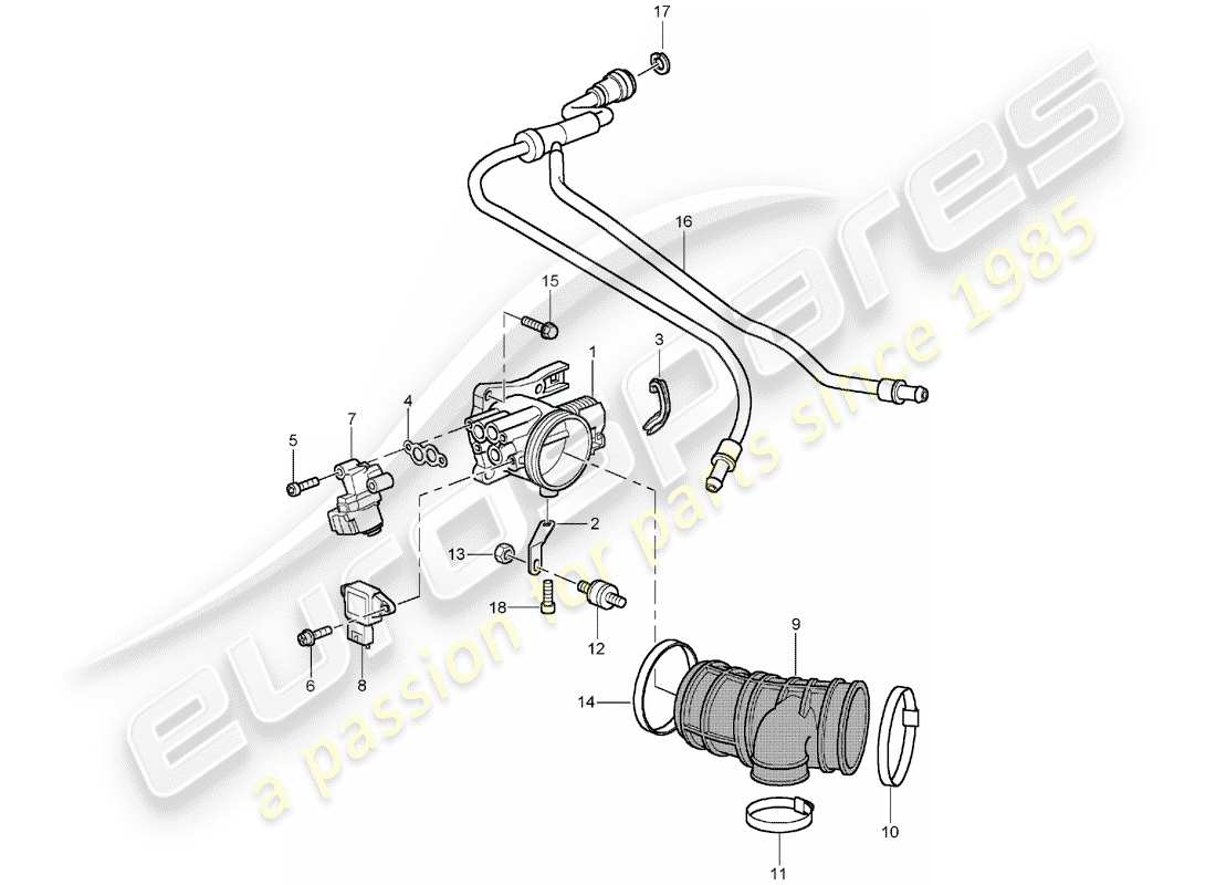 porsche 2001 (996) throttle body part diagram
