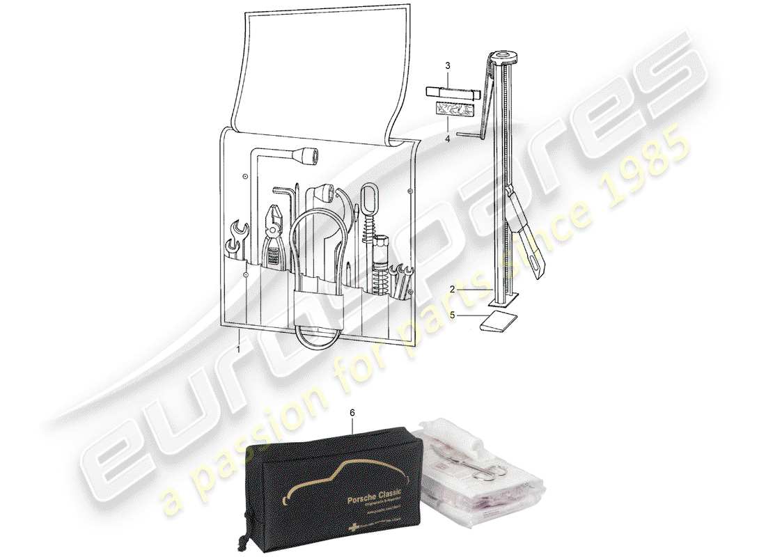 porsche 911 (1981) accessories - tool - signs/notices - additional accessories in the - classic catalogue - (model: cla) parts diagram