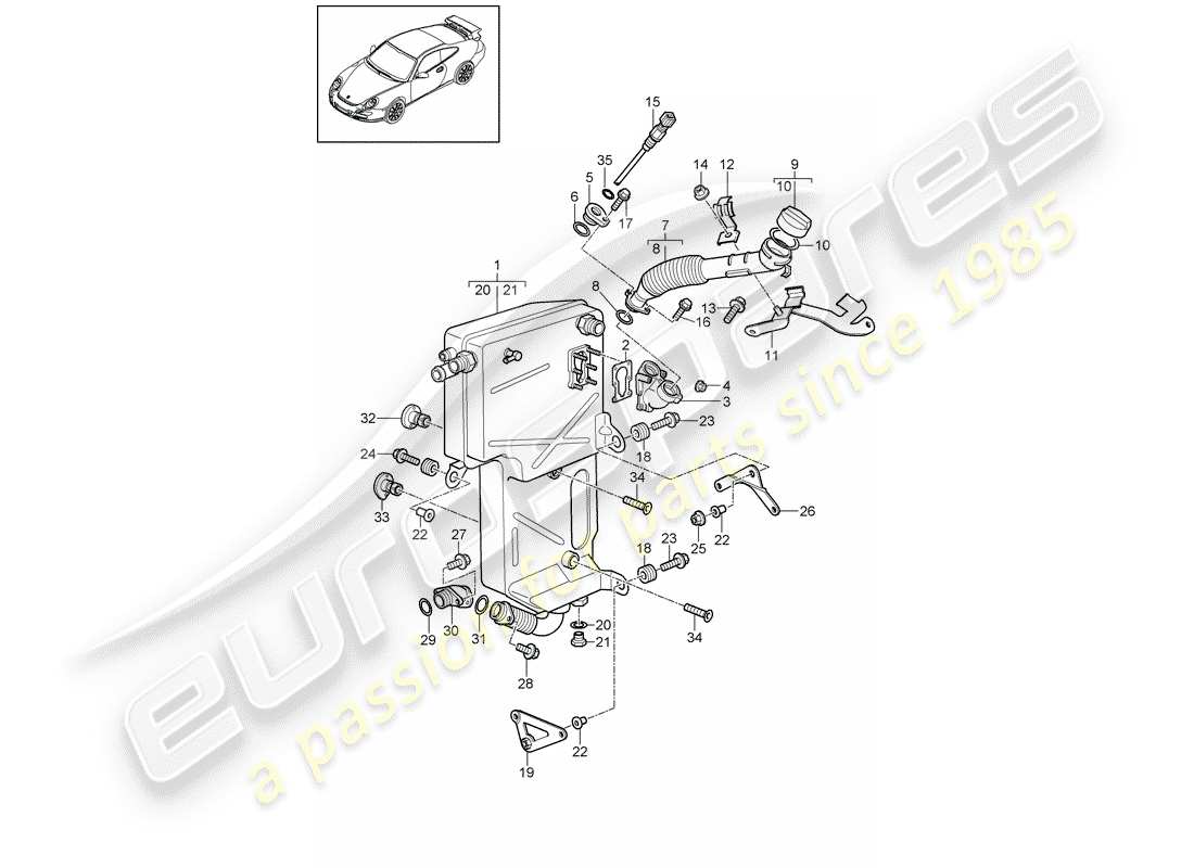 porsche 997 gt3 (2009) engine lubrication parts diagram