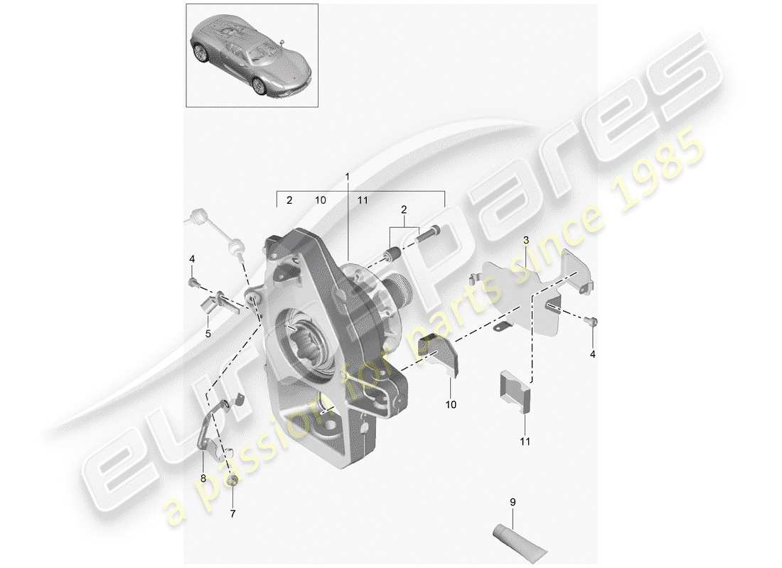 porsche 2015 (918 spyder) wheel carrier parts diagram