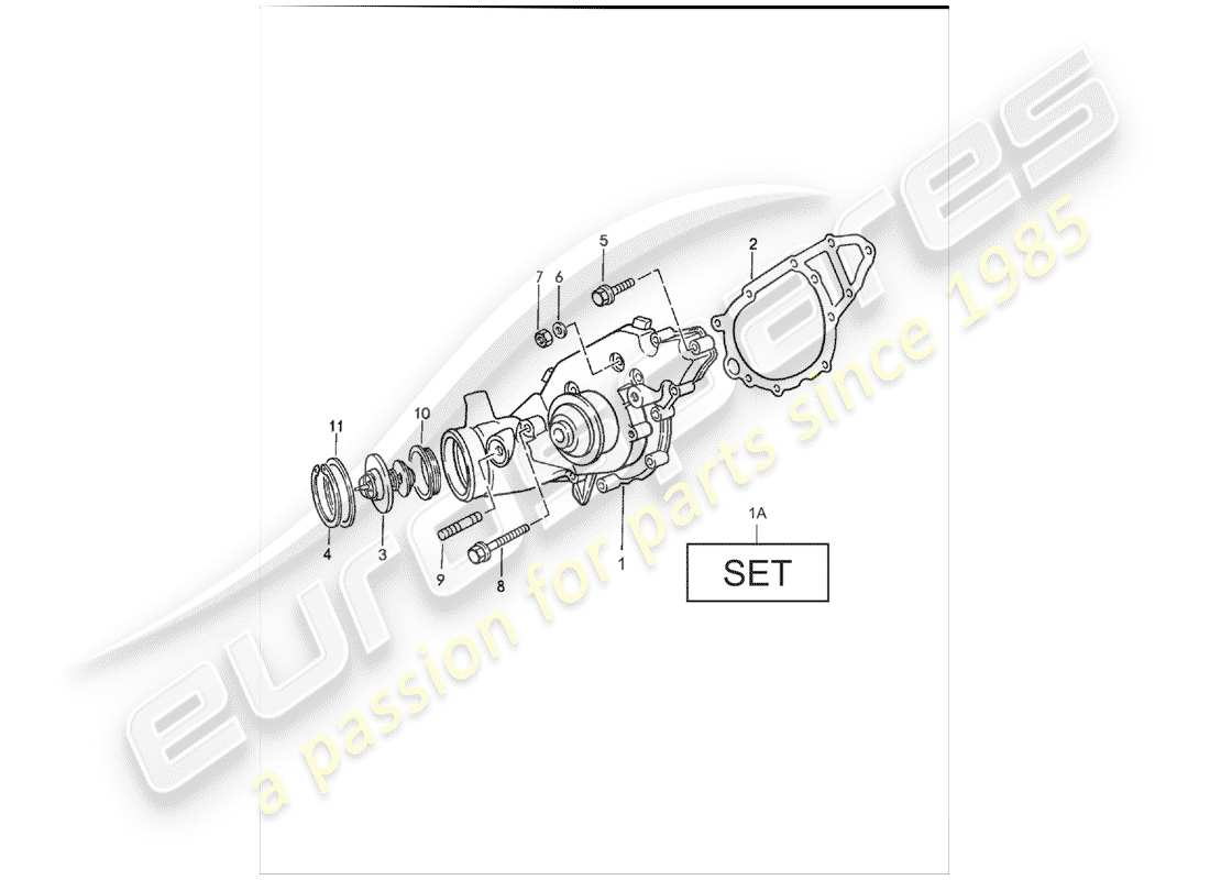 porsche 1988 (944) water pump parts diagram