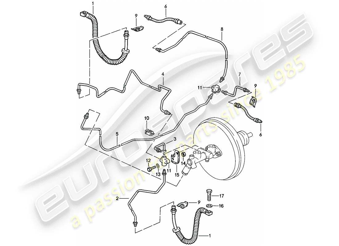 porsche 1983 (928) brake lines - d - mj 1984>> part diagram