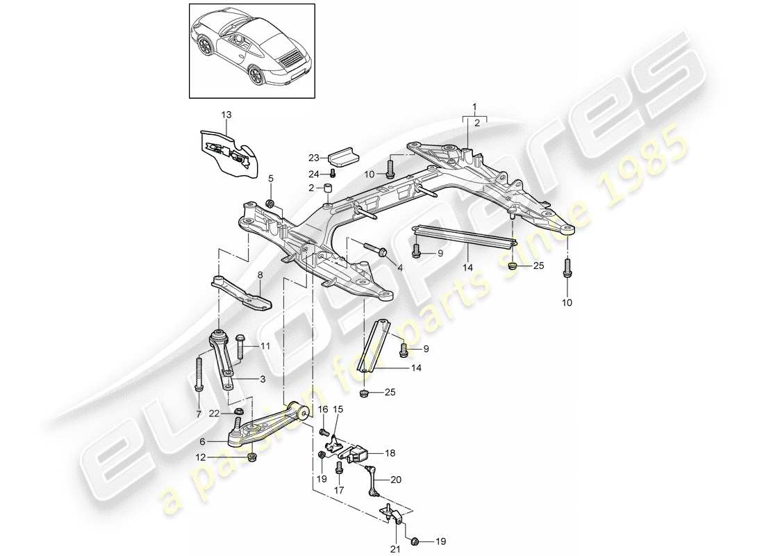 porsche 2009 (997-2) cross member parts diagram
