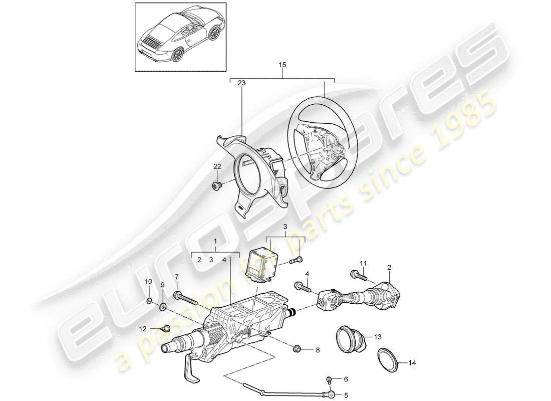 porsche 911 t/gt2rs (2011) steering protective pipe parts diagram
