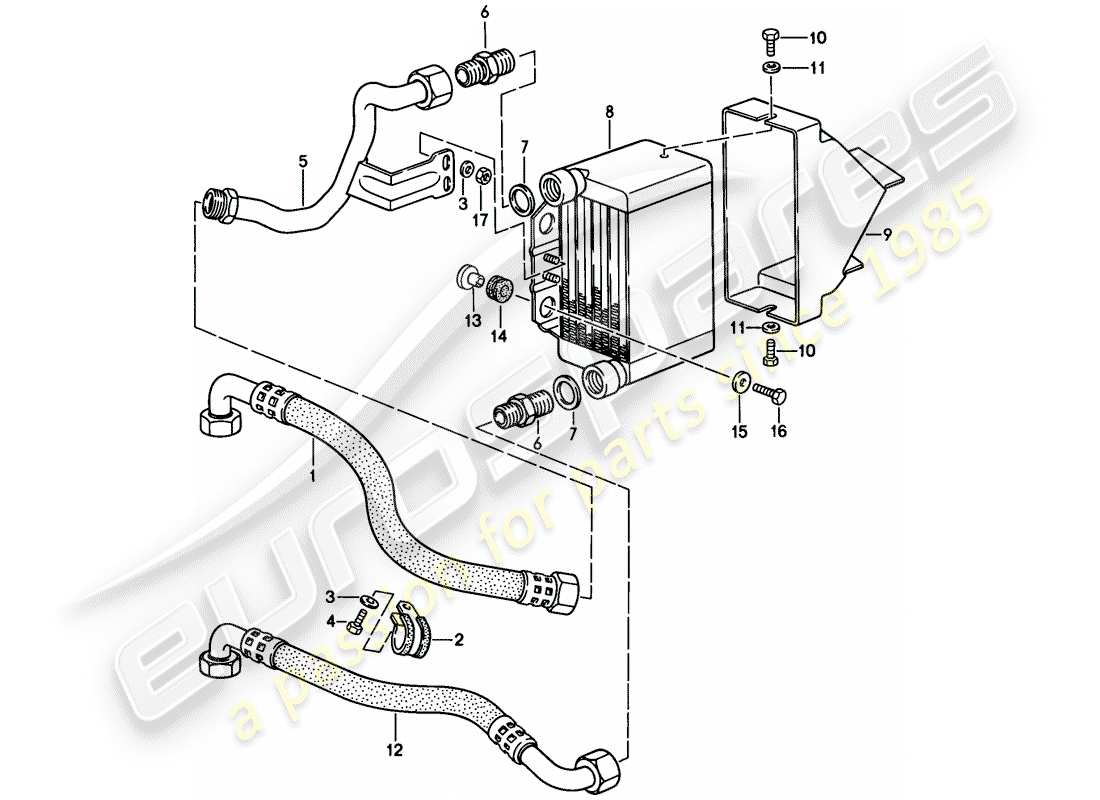 porsche 944 (1988) oil cooling parts diagram