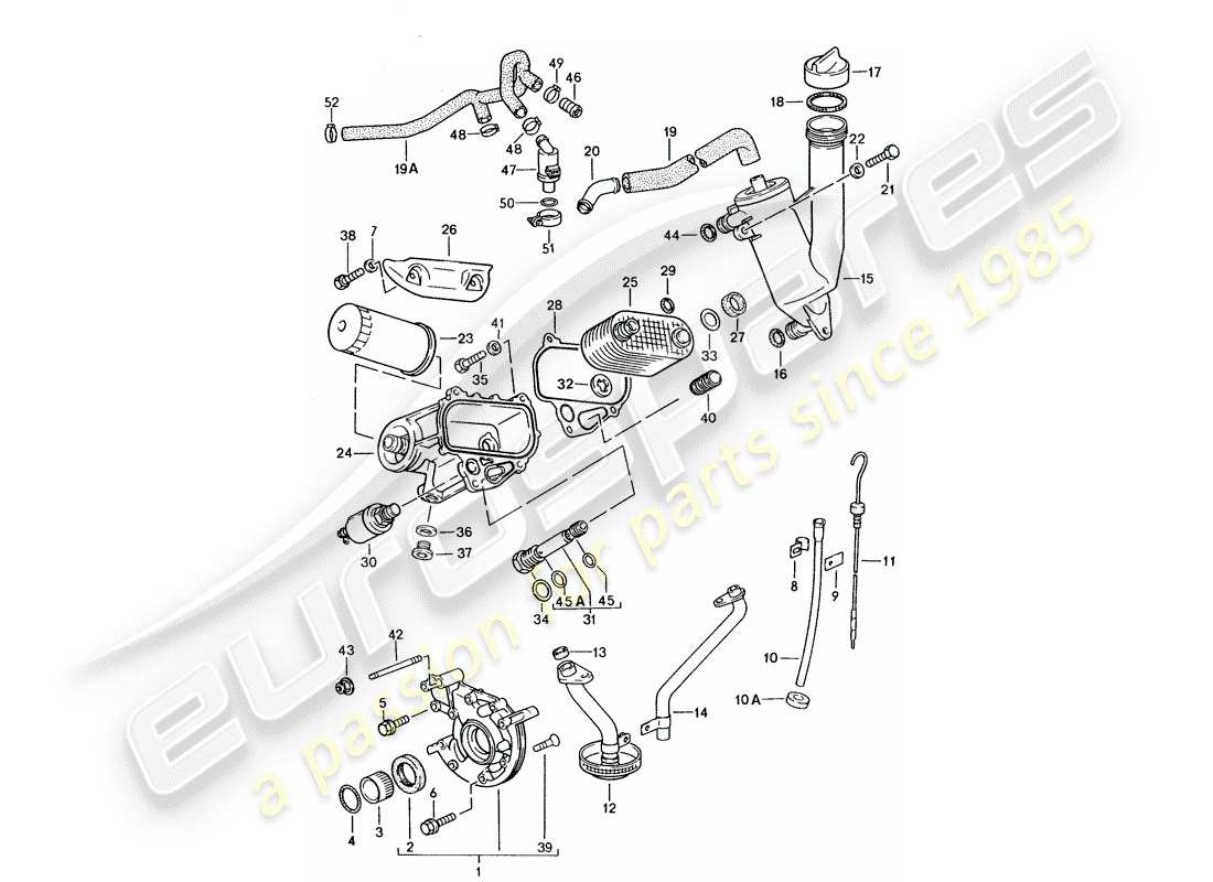 porsche 1987 (944) engine lubrication parts diagram