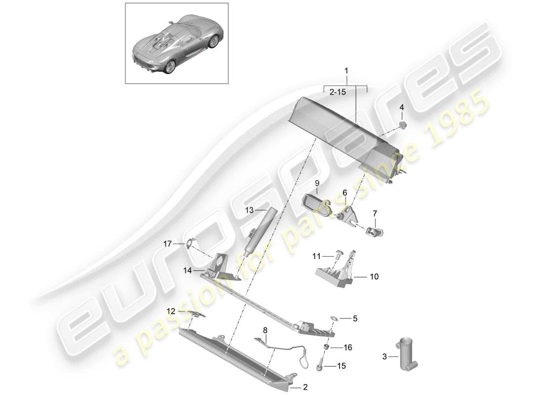 porsche 2015 (918 spyder) glove box parts diagram