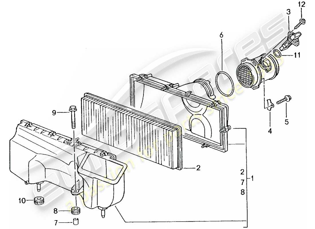 porsche 2004 (996 gt3) air cleaner part diagram