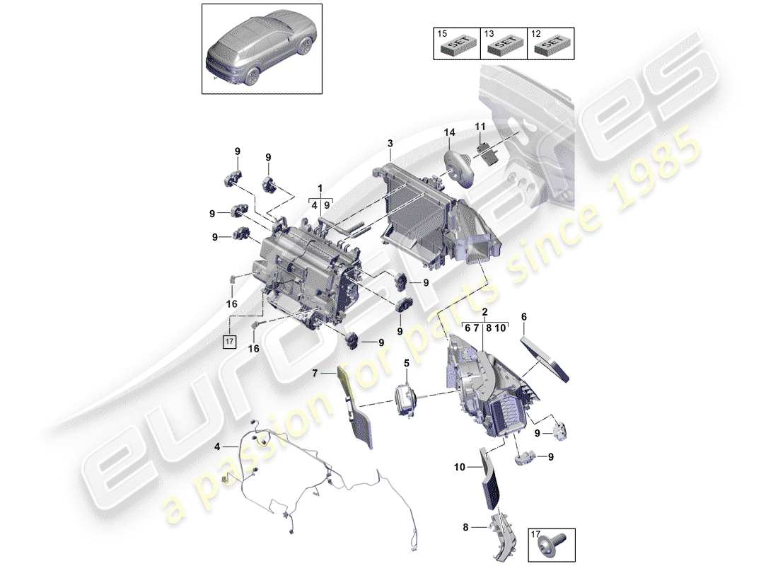 porsche 2020 (cayenne e3 9ya/9yb) air conditioning part diagram