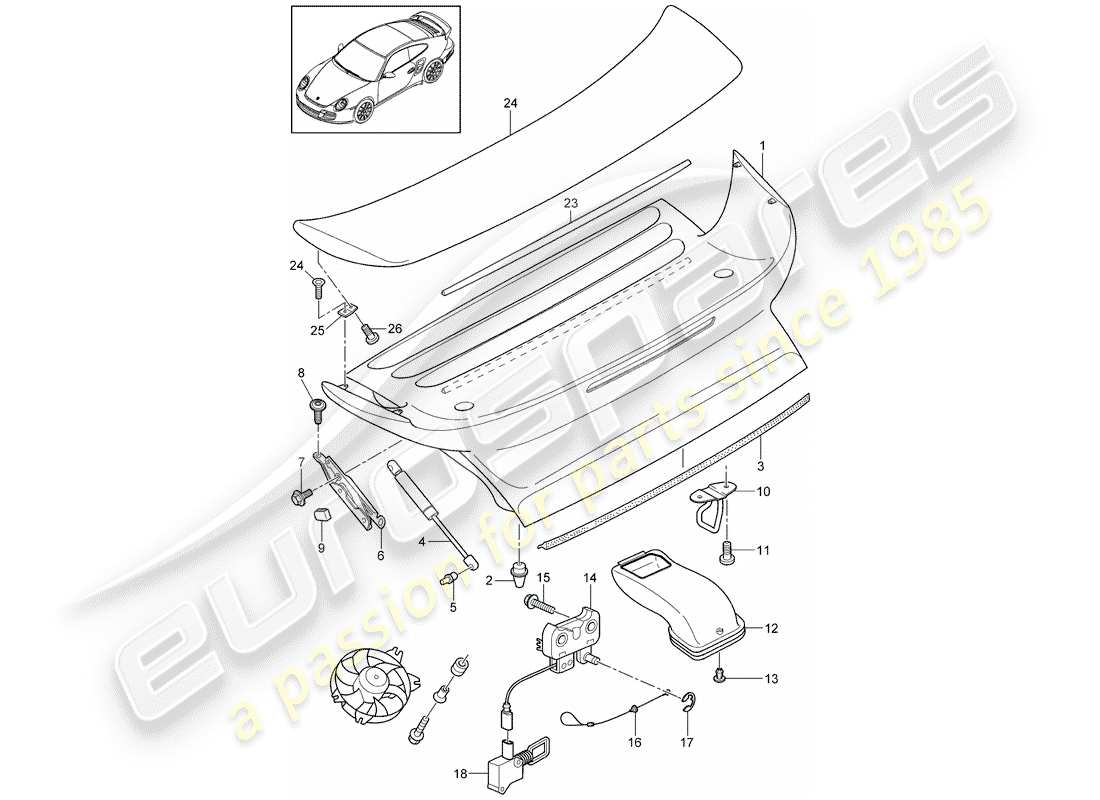 porsche 2011 (997-2 turbo / gt2 rs) cover parts diagram