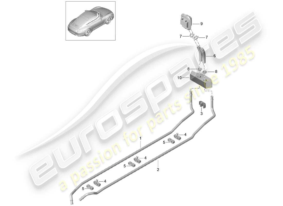 porsche 2016 (991-1) heater supply pipe return line parts diagram