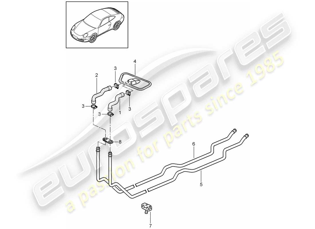porsche 2005 (997-1) heating system 1 parts diagram