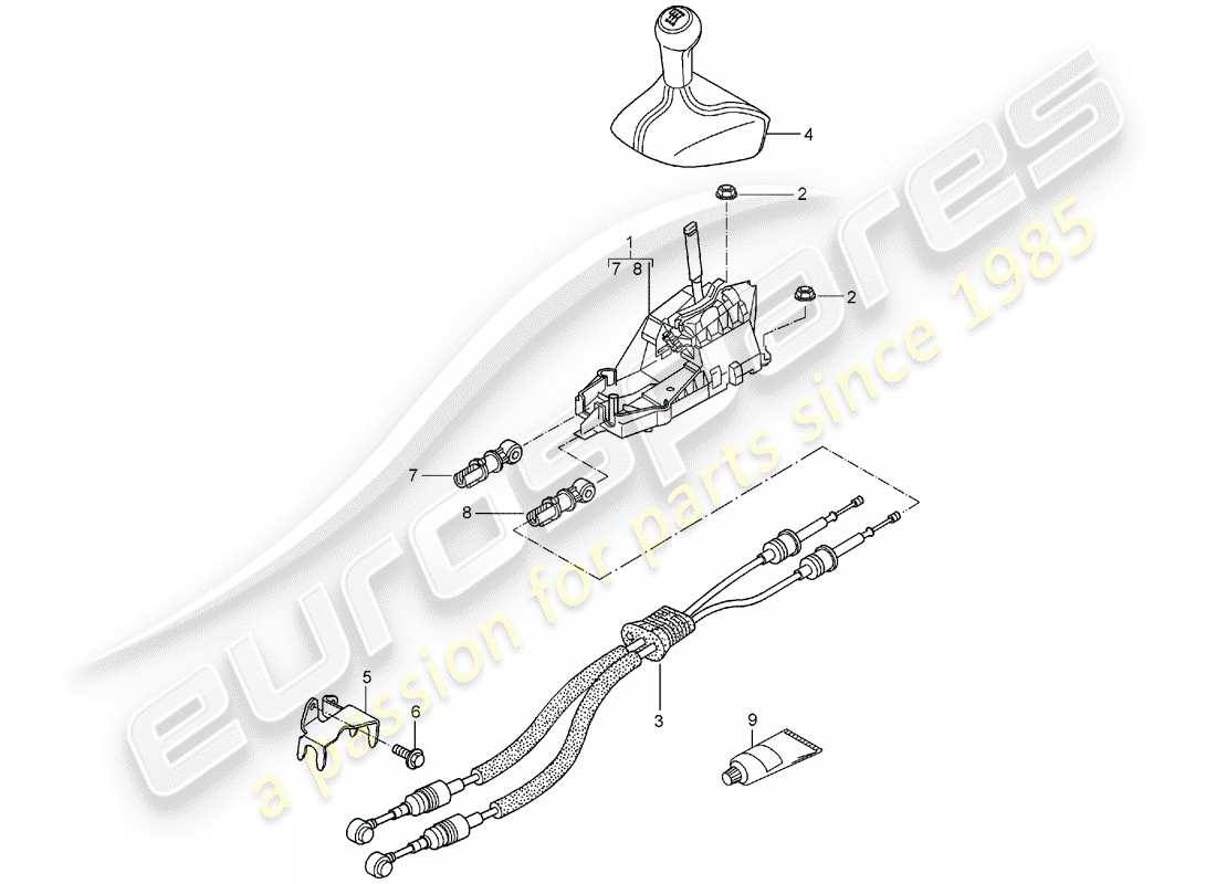 porsche 2008 (997-1) transmission control parts diagram