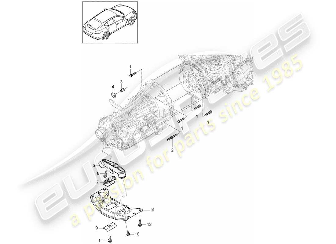 porsche 2014 (panamera 970) mounting parts for engine and transmission transmission carrier part diagram