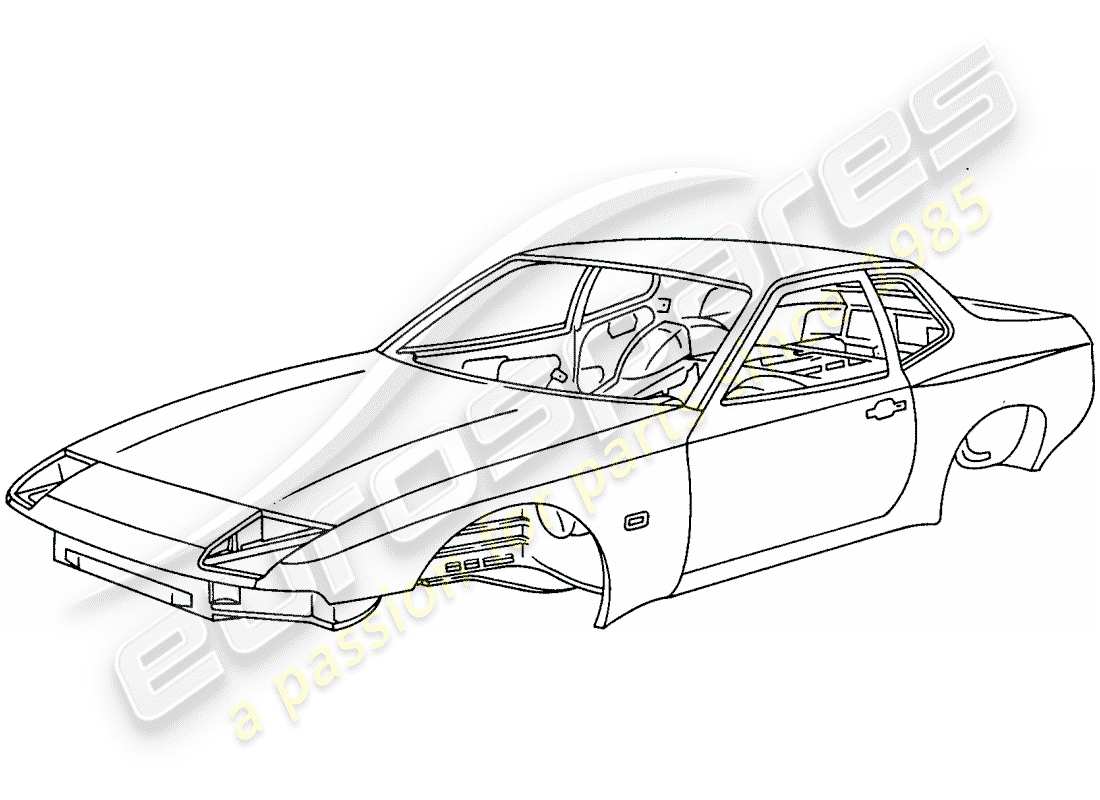 porsche 1983 (944) car body - primed - sealed - with: - underbody protection - bodyshells can only - only available from current - model year available parts diagram