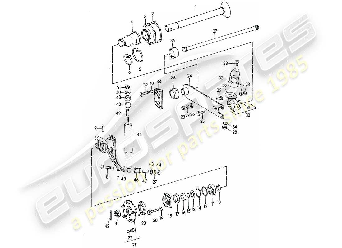 porsche 356b/356c (1963) rear axle part diagram